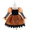 Girls' Halloween Spiderweb Patchwork Princess Dress
