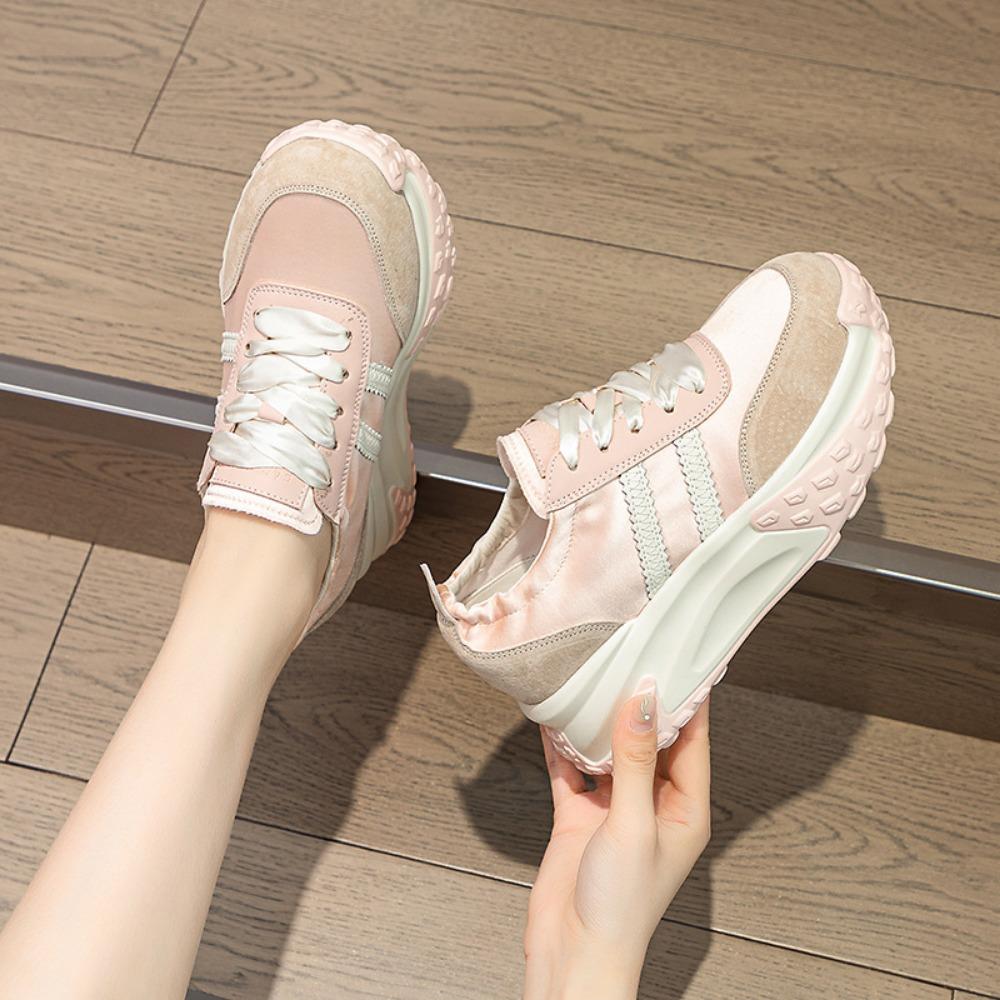 Platform Sneakers Women Inner Height Increasing Shoes New Fashion Casual Sports Board Shoes Round Toe Breathable Women's Shoes