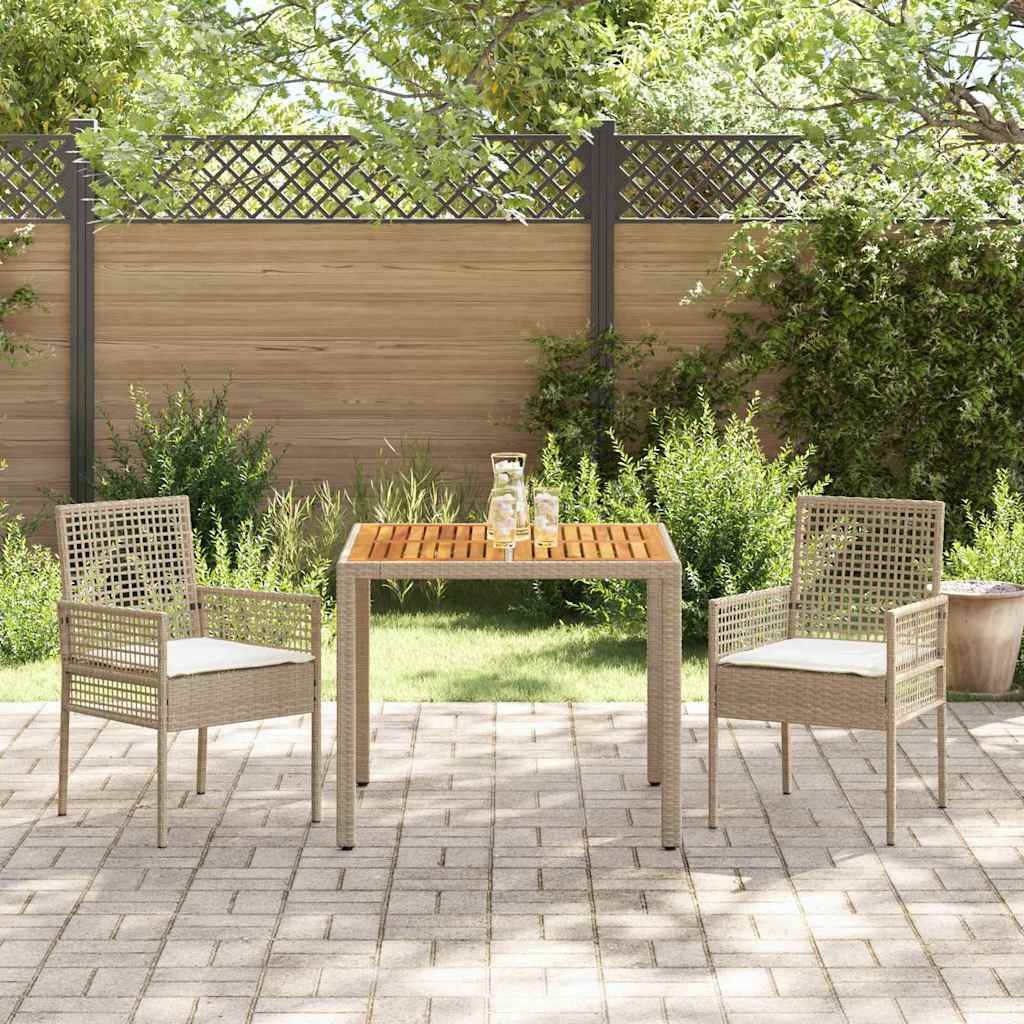 Garden Dining Set 3 Pcs Beige Poly Rattan