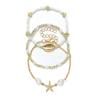 3pcs Set Bohemia Fashion Ocean Shell Starfish Pendant Imitation Pearl Beaded Bracelets for Women Summer Beach Vacation Jewelry