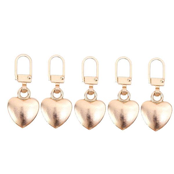 Set of 5/10 Heart-Shaped Metal Zipper Pullers for DIY Sewing and Repair
