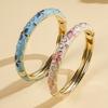 Flower Pattern Enamel Cloisonne Bracelet For Women Retro Gold Color Plated Bangles for Girls Women Jewelry Gifts