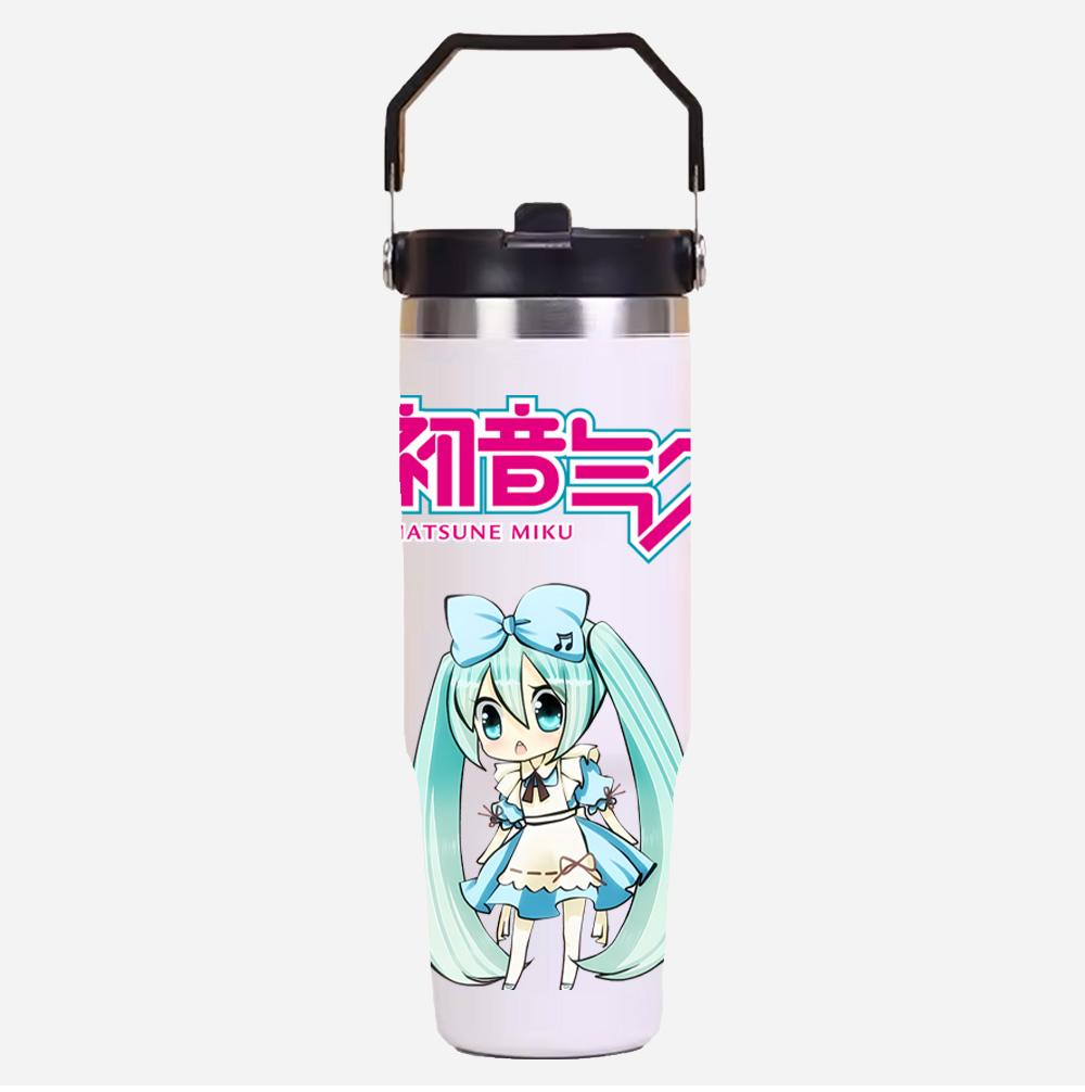 Tazza termica in acciaio inossidabile da 30 oz, stampa Anime Hatsune Miku, colore solido semplice, tazza per acqua, isolamento termico, tazza fredda per ghiaccio, regalo per bambini