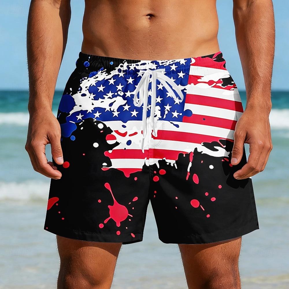 

Men s 4th of July U.S. 250th Anniversary US Flag Patriotic Swim Trunks Swim Shorts Board Shorts Mid Waist Casual Holiday 3XL