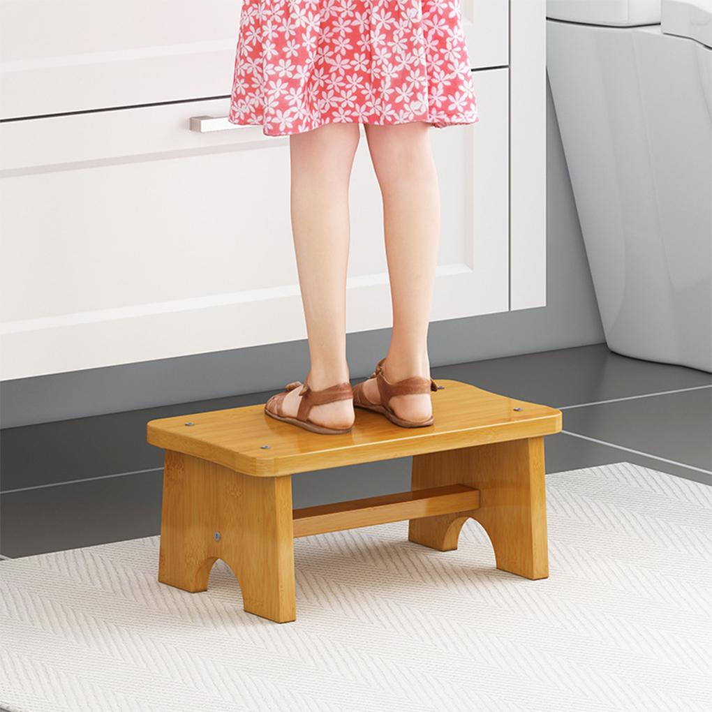 Bamboo Wood Made Foot Stool - Safe Exquisite Craft Footstool Home Low Stool Ottoman Bench Odorless