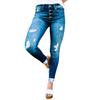 Autumn new ripped small-footed jeans women's washed breasted pencil women's pants casual pants