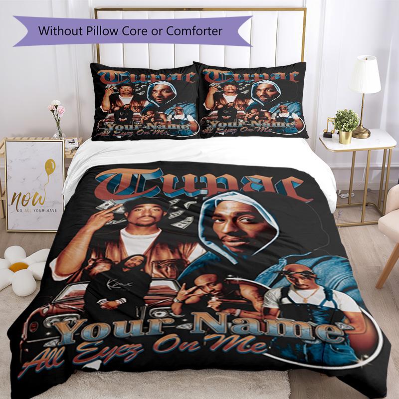 2pac Customizable Name Custom Bedding Suitable for Decorate Room Machine Washable Custom Room Decor Christmas, WeddingPerfect