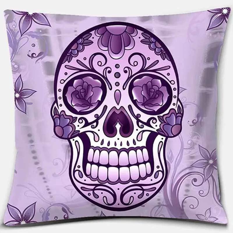 Fashion Skull Flower Series Pattern Printed Soft Square Pillowslip Polyester Cushion Cover Pillowcase Living Room Home Decor