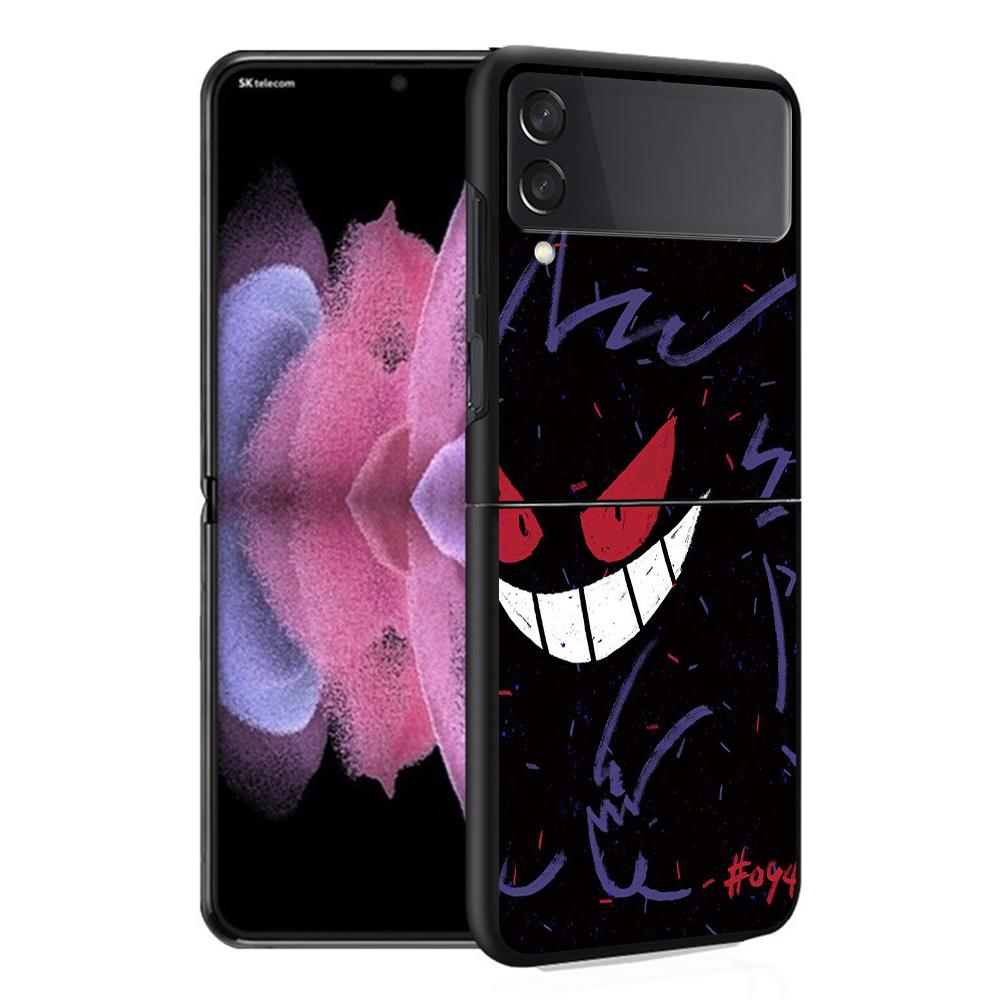 Luxusní pouzdro pro Samsung Galaxy Z Flip 4 3 5G Černé PC Tvrdé Pouzdra na Telefon Módní Zadní Kryt ZFlip Funda Pokemon Gengar Cool Skořepina