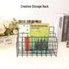Iron Art Tri-Grid Bookshelf: Creative Desktop Organizer & Decorative File Rack