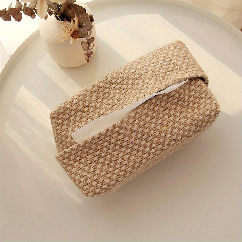 1PC Cotton Linen Tissue Box Simple Concave Shape Paper Storage Box for Home Living Room Bedroom Desktop