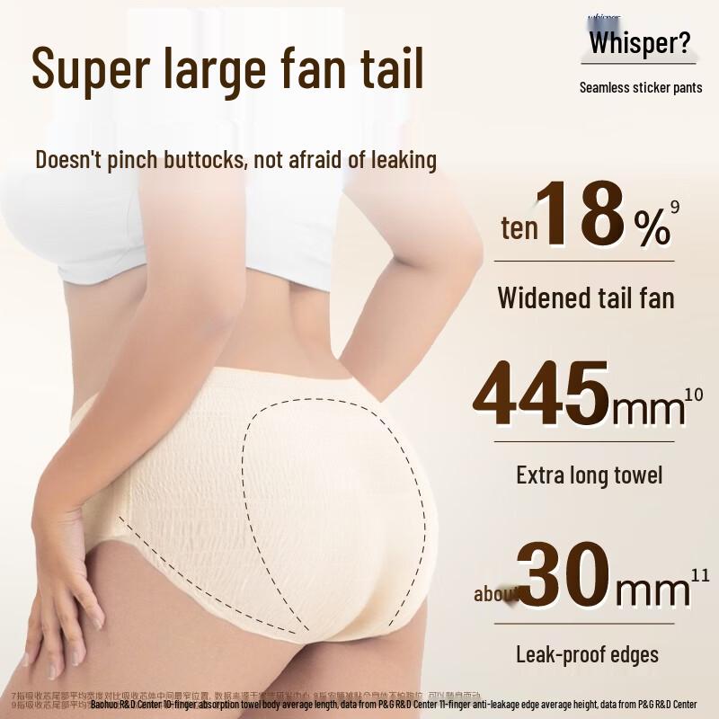 Whisper Seamless Adhesive Overnight Pants (M-L, 3 Count)