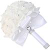 CUIWEI Wedding Bouquets for Bride & Bridesmaid - Hand Roses & Silk Roses Crystal Diamond Artificial Flowers for Wedding Parties, Churches (White)