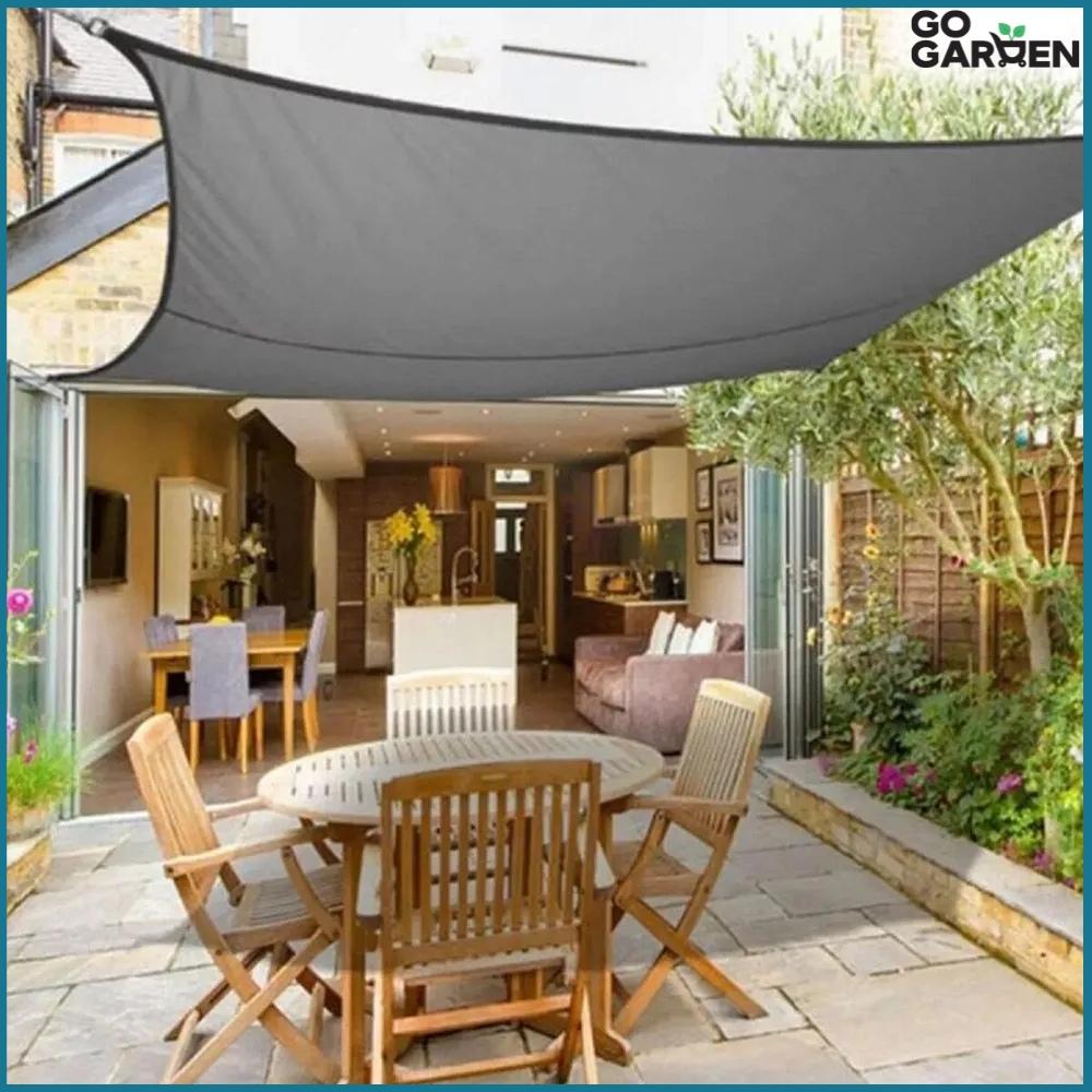 Shade sail, UV sun protection material, graphite, garden canopy, 3x2m