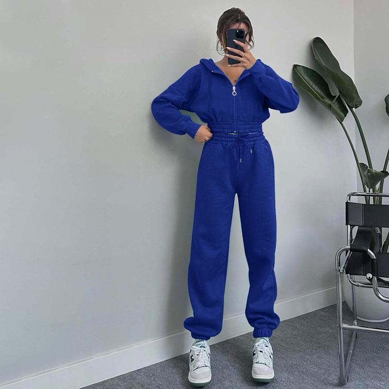 Two Pieces Tracksuits for Women Short Zipper up Hoodies Sweatshirts Coats and Drawstring Waist Sweatpants Casual Sport Clothing