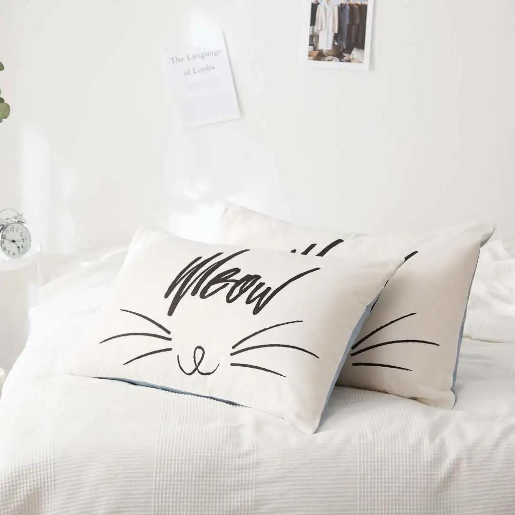 A Pair of Cotton Printed Pillowcases with Cartoon Pattern Double-sided Pillowcases
