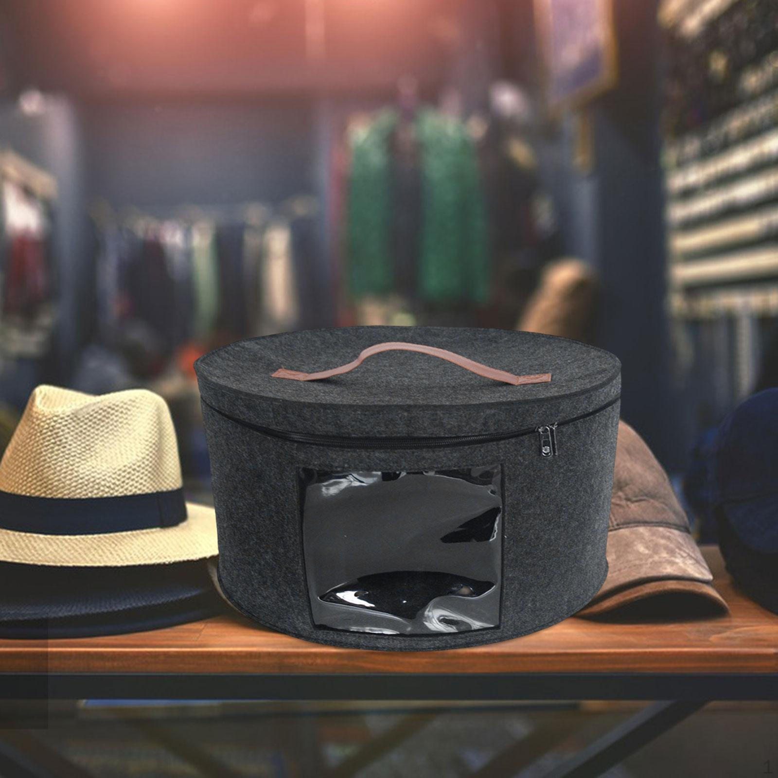 Felt Hat Container Organizer Clear Window Sturdy Material Multifunctional Lightweight Holder Black Color L