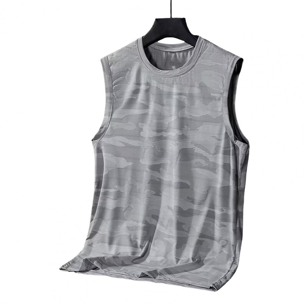 Summer Men Sport Vest Sleeveless O Neck Camouflage Print Thin Quick Dry Elastic Good Breathability Pullover Basketball Gym Worko