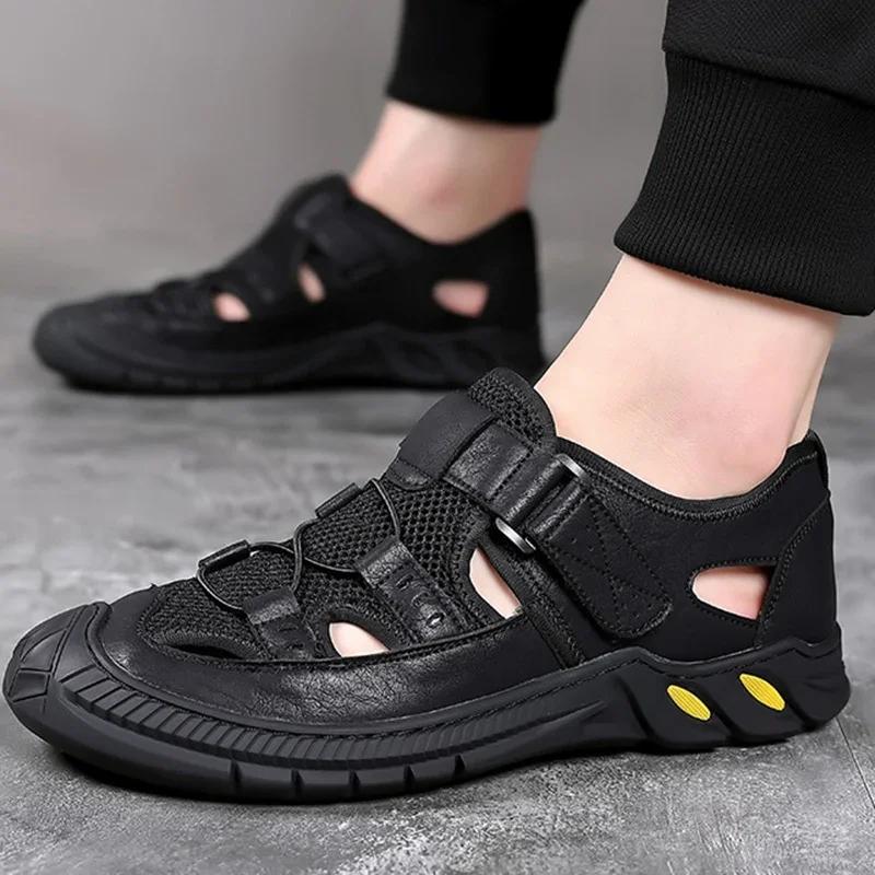 2025 Vintage Classic Mens Sandals Summer Genuine Leather Sandals Men Outdoor Casual Lightweight Sandal