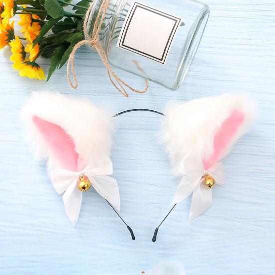 Simulation Animal Plush Ear Design Headwear Cosplay Party Decor Prop with Bell