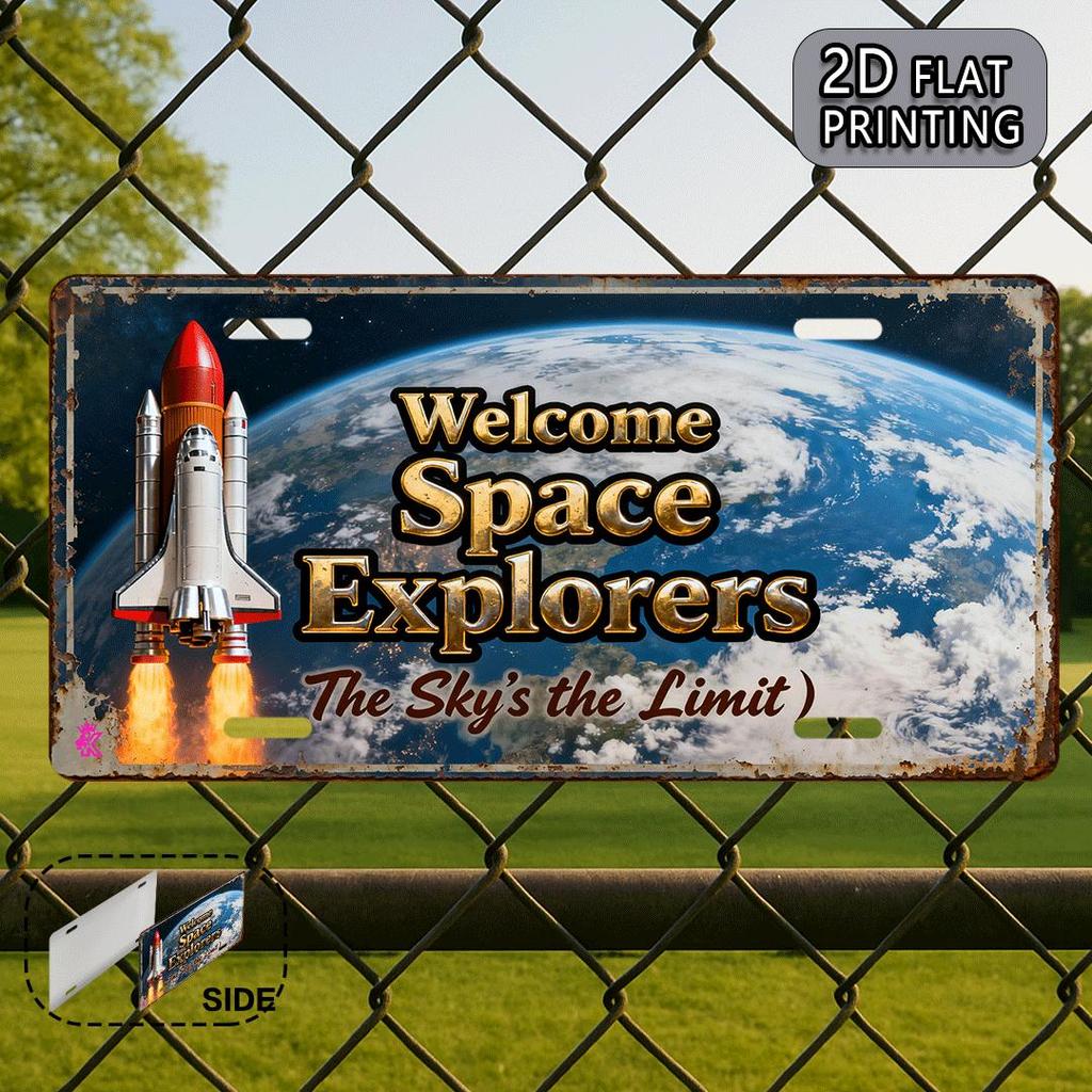 D Flat pc Vintage Rocket Panel Wall Decor Retro SciFi Aluminum Metal Sign Suitable for Home Office Party Birthday Gift