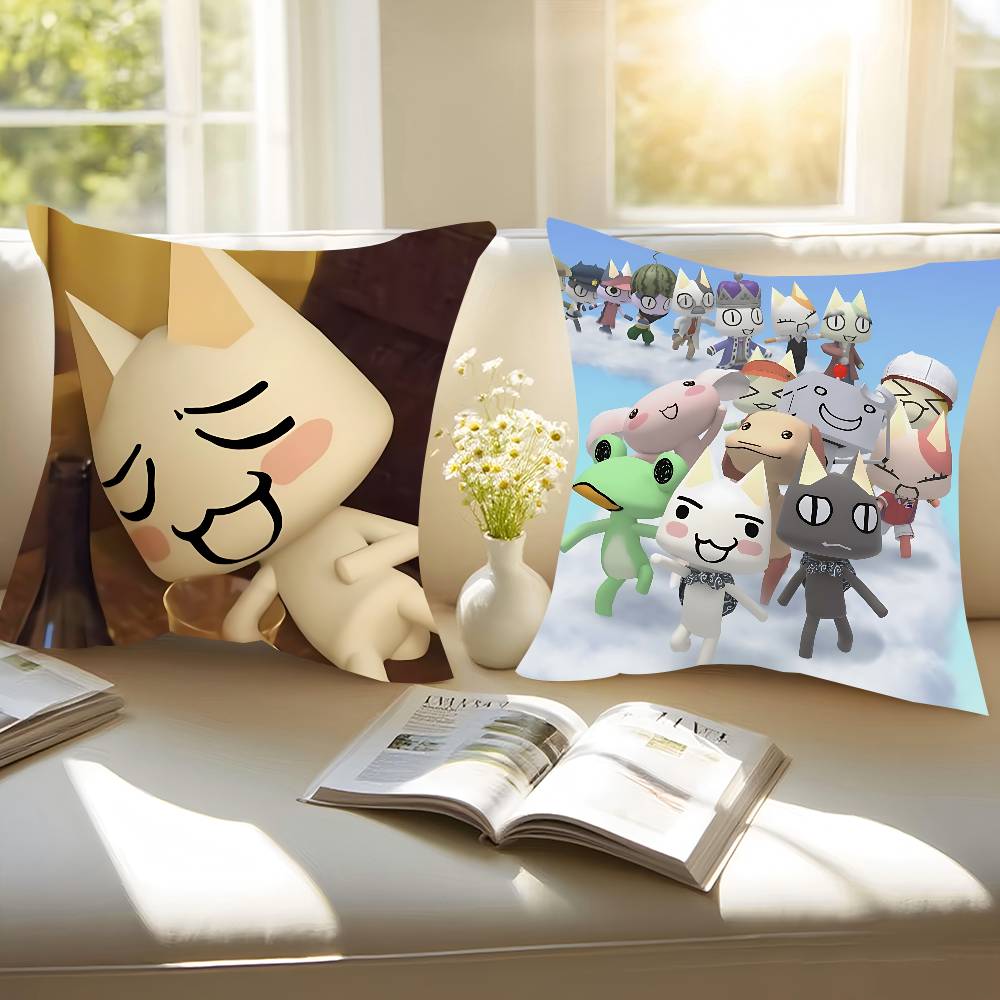 Kawaii T-Toro Inoue Cat Pillow Case Removable Washable Cushion Cover – All-Season Soft Linen