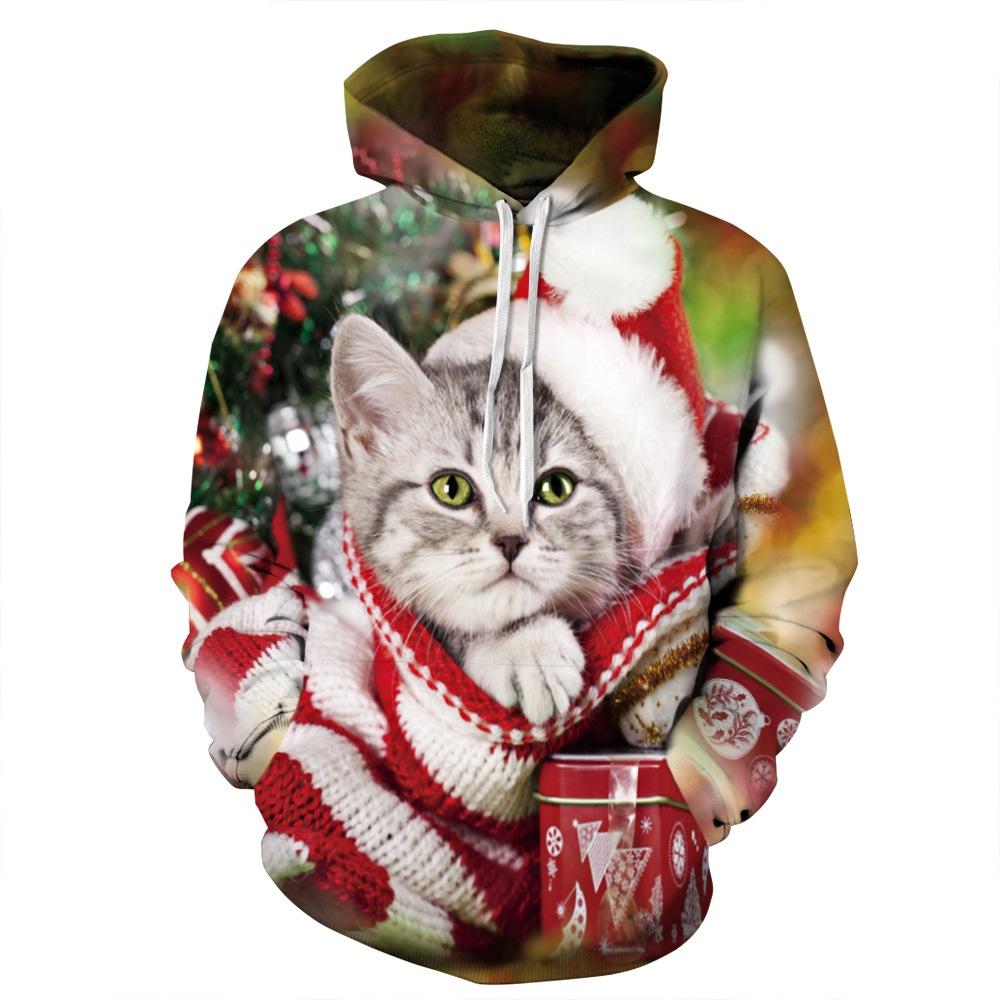 Festive Men Women Christmas 3d Graphic Printed Hoodie Sweatshirt Jumper Tops