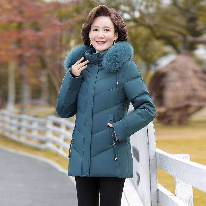 Mom's Fashionable Mid-Length Winter Coat - Age-Reducing Cotton Padded Jacket for Middle-Aged & Elderly Women
