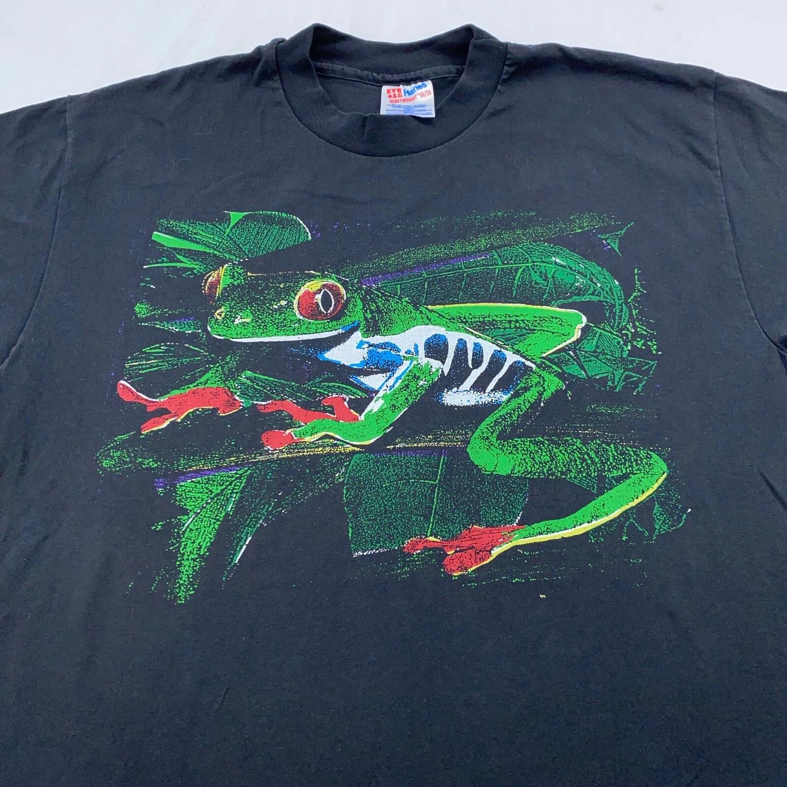 винтажная футболка 90-х FROG NATURE RAINFOREST M/L природа животное лес жаба XL