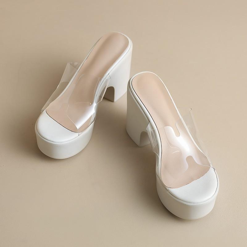 Women's  Thick-soled Wedge Slippers Outdoor Dating Open-toe High-heeled Shallow-mouth Fashionable Women's Shoes