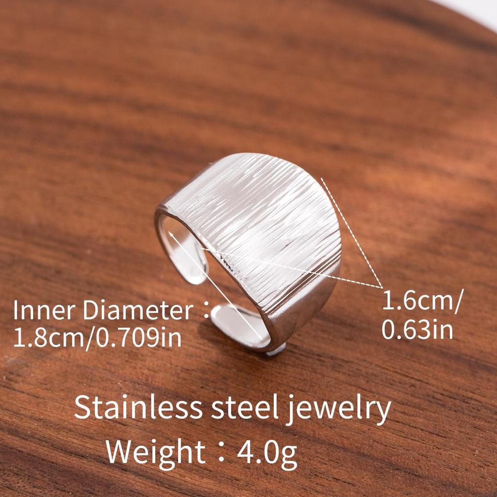 Stainless Steel Adjustable Open Ring - Colorfast Titanium Jewelry