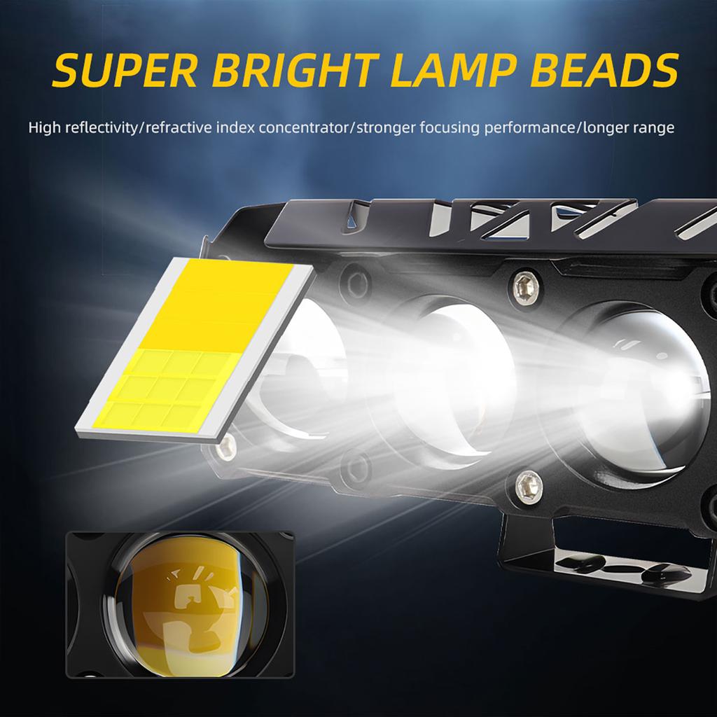 Motorcycle LED Spotlight 30W Fog Lamps 9V-80V Headlight Dual Color RGB Work Light 4 Lens 3570 Chip for Car Trucks SUV UTV SSV
