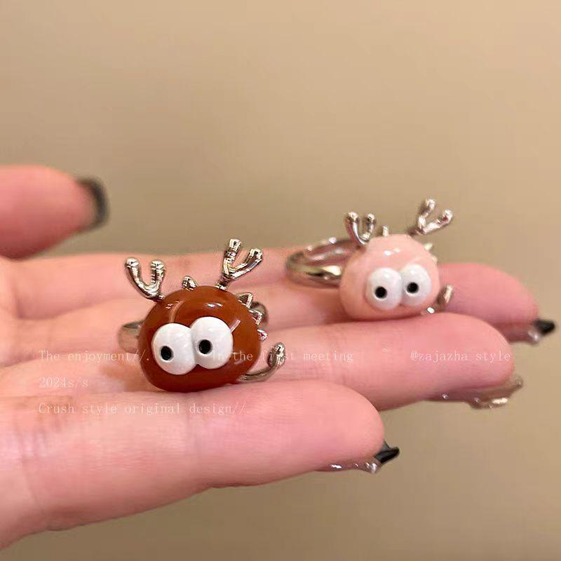 Charming Big-Eyed Open Ring: Stylish, Personalized Index Finger Accessory for Girls & Best Friends