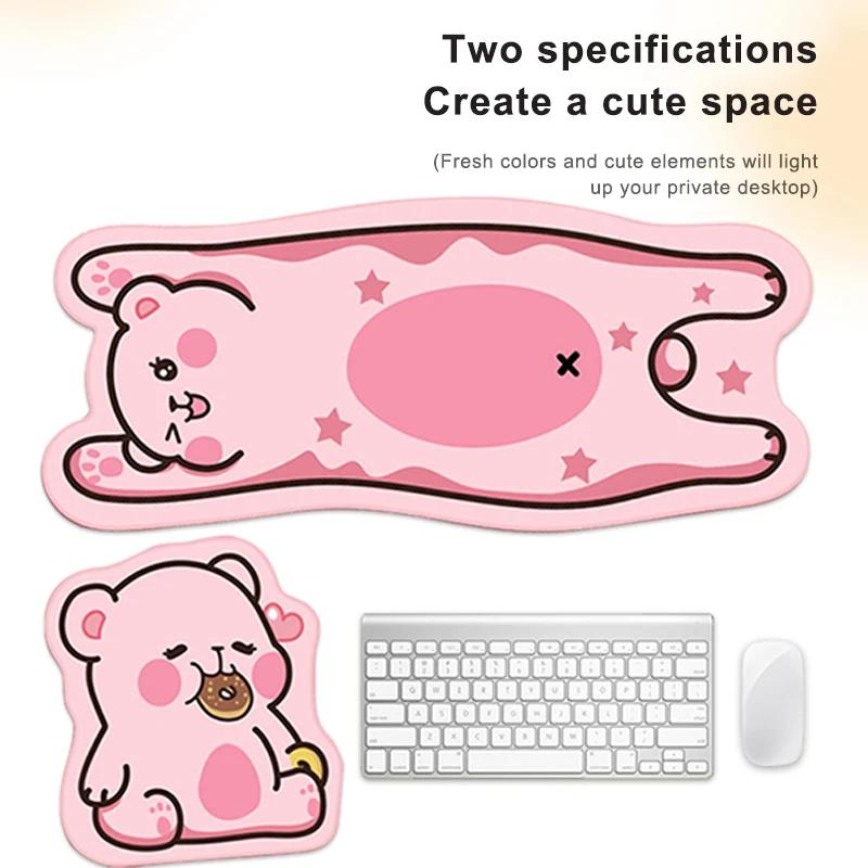 Bear Mouse Pad Computer Notebook Gamer Desk Non-slip Thickened Soft Pad Cute Cartoon Soft And Comfortable Keyboard Mouse Pad