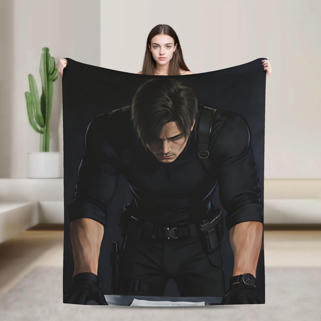 Leon Kennedy Blanket Adults  Flannel Throw Blanket For Sofa Home Comfortable Design Quality Bedspread Gift