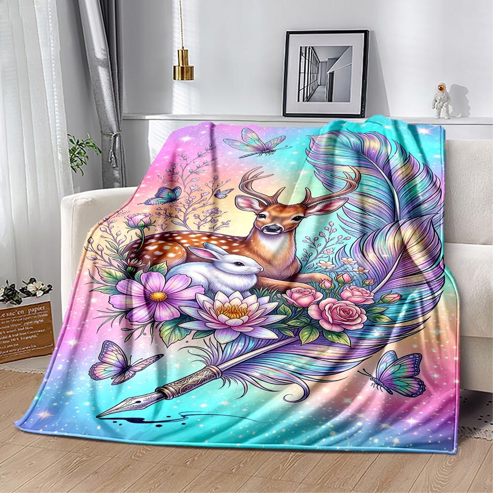 Magical Deer Fantasy Blanket,Suitable for sofas, offices, travel, living rooms, Gifts to relatives and friends, Blanket,Suitable for all seasons.