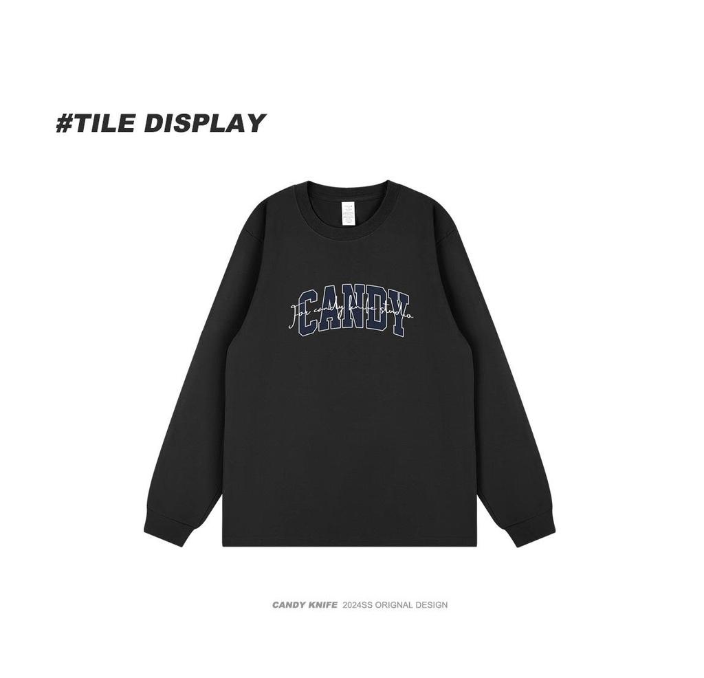 Trendy Korean Couple's Letter Print Long Sleeve T-Shirt - Autumn/Winter
