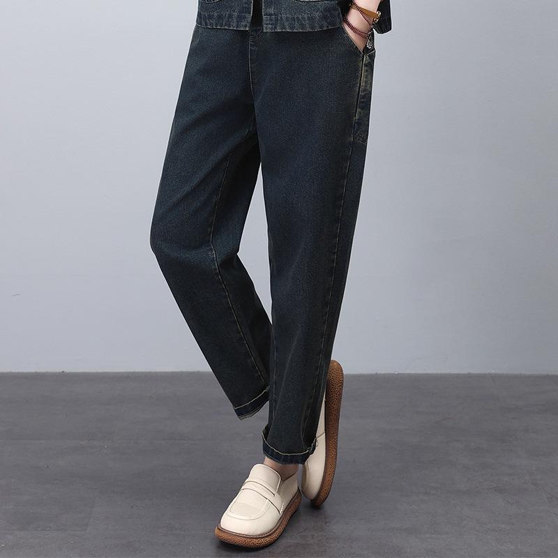 

Женские джинсы гаремы большого размера свободного кроя - Повседневные брюки на весну/осень 2024 для мам среднего возраста M джинсовый синий