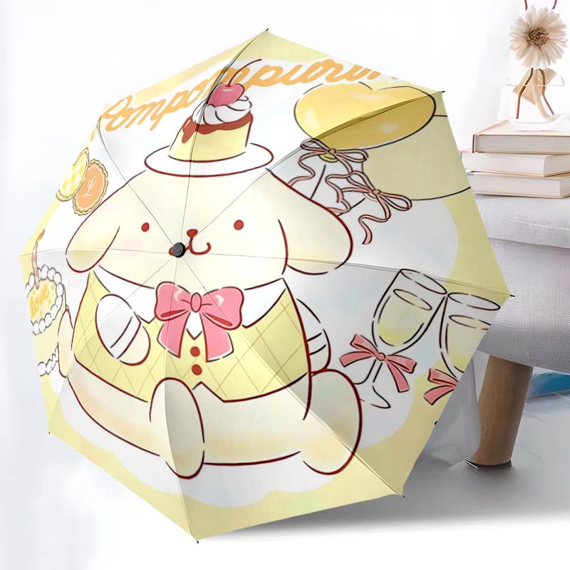 1pc Pompompurin Automatic Folding Umbrella - Portable Tri-Fold Design with Iron Frame, Perfect for Outdoor Use, Festive Gifts, Travel, Daily Use, Suit