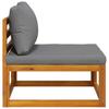 Modular Center Sofa with Dark Gray Cushions Solid Acacia Wood