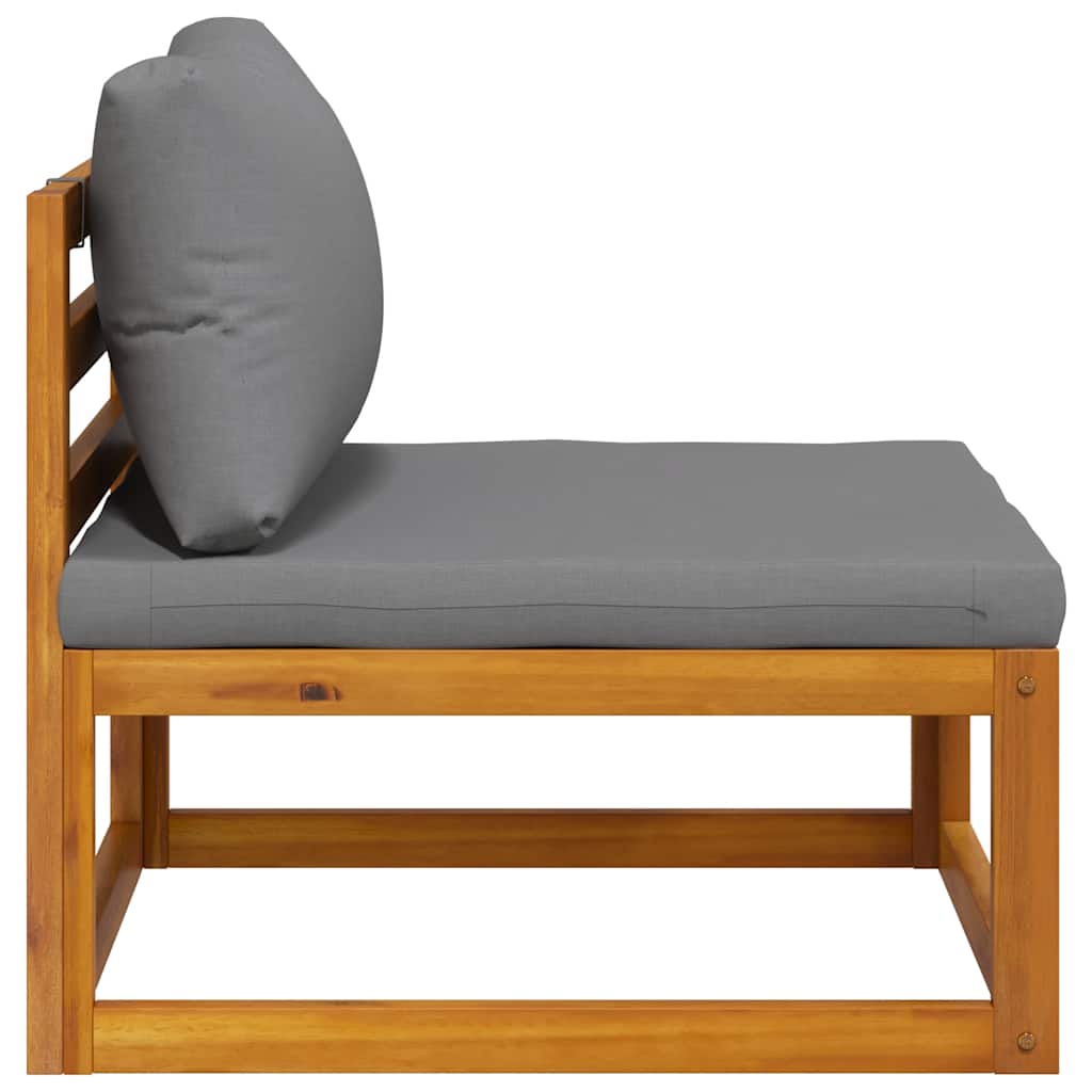 Modular Center Sofa with Dark Gray Cushions Solid Acacia Wood