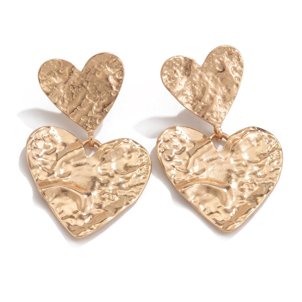 Wind Liquid Love-shaped Fringed Stud Earrings Female, Creative Splicing Lava Earrings Ear