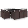 VidaXL Garden Furniture Set 11 Pcs with Cushions Wicker Brown