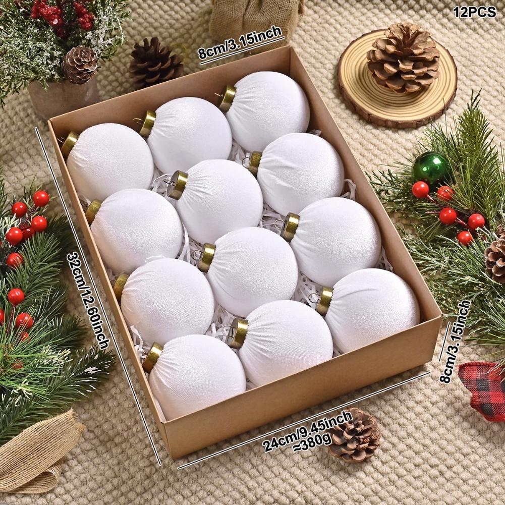 12pcs Christmas Ball Pendant Decoration Tree Ornaments Velvet Balls Xmas Tree Ornaments Christmas New Year Decoration 2026