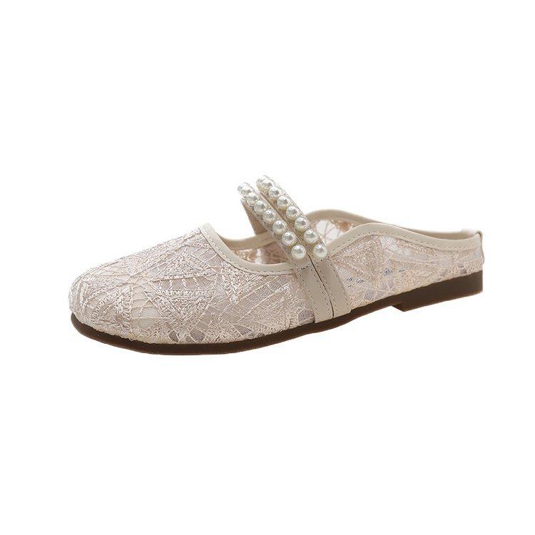 

Баотоу полутапочки женские летние ленивые тапочки 2024 новая корейская версия сетчатые полые прохладные тапочки плоские туфли Doudou 40