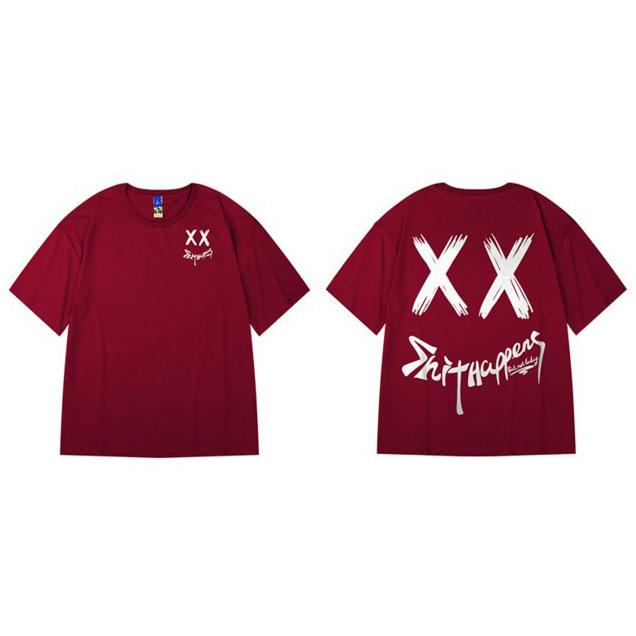 

2022 летние хлопковые футболки с короткими рукавами в стиле хип-хоп, футболки с рисунком манги, мужские футболки большого размера, топы с граффити и принтом XXL вино красного