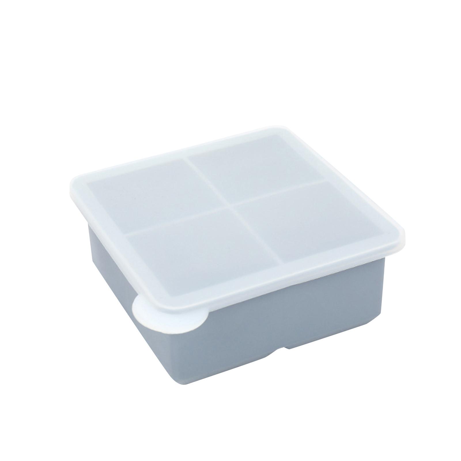 

Silicone Ice Cube Tray with Lid Flexible 4-Cavity Mold for Homemade Ice Cubes Food Grade Non-Toxic Durable Reusable Kitchen Tool One Size синий