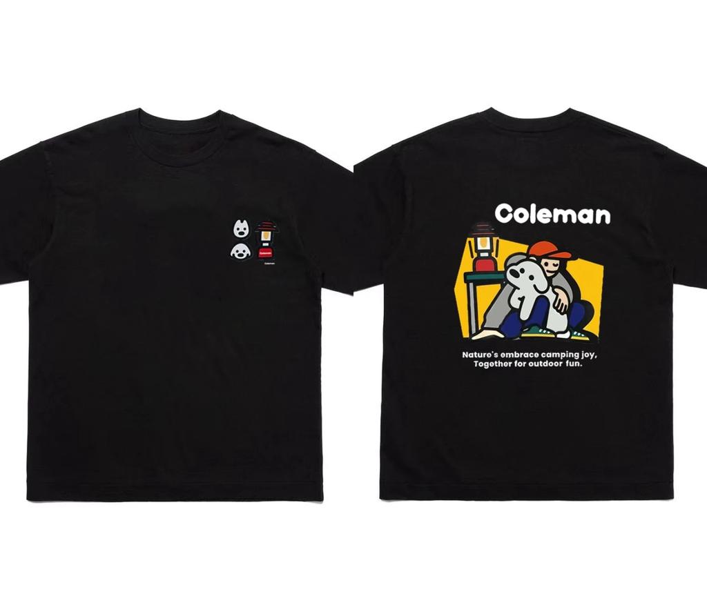 Summer New Listing T-shirt Coleman Couple Tee Casual Oversized Outdoor Graphic Crew Neck Men Tee Sports Top Street Wear Clothing