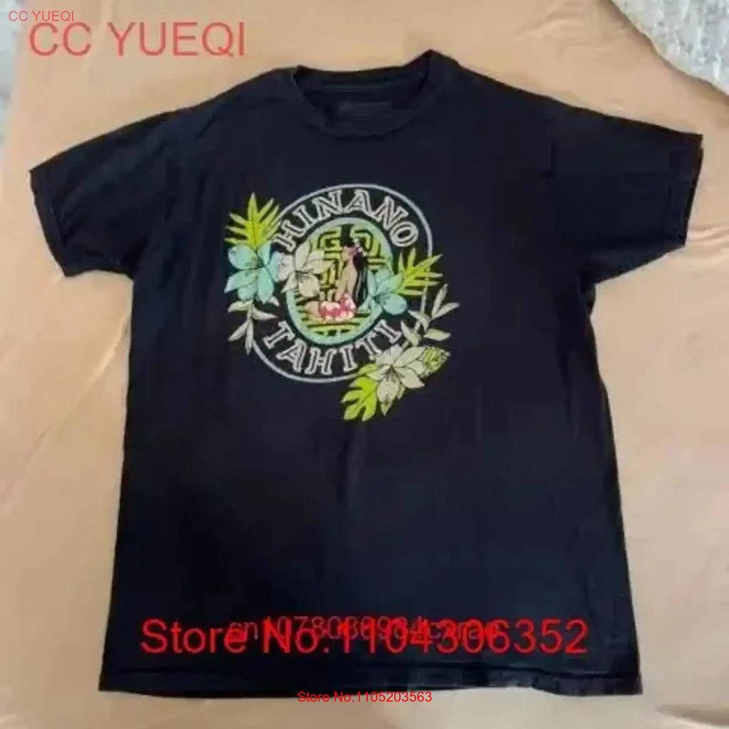 Hinano Tahiti T-Shirt für Erwachsene Medium Logo Schwarz Baumwolle Rückendruck Vintage Stilvoll Homme Lässig Weich Unisex Streetwear