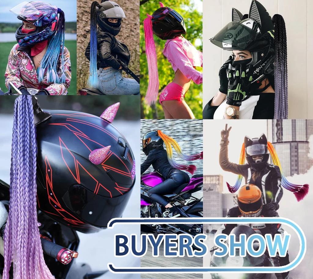 24Inch Helmet Braid Pigtails Ponytail For Women Motorcycle Helmet Braid Ponytail Motorbike Pigtails Braids Ponytail With Sucker